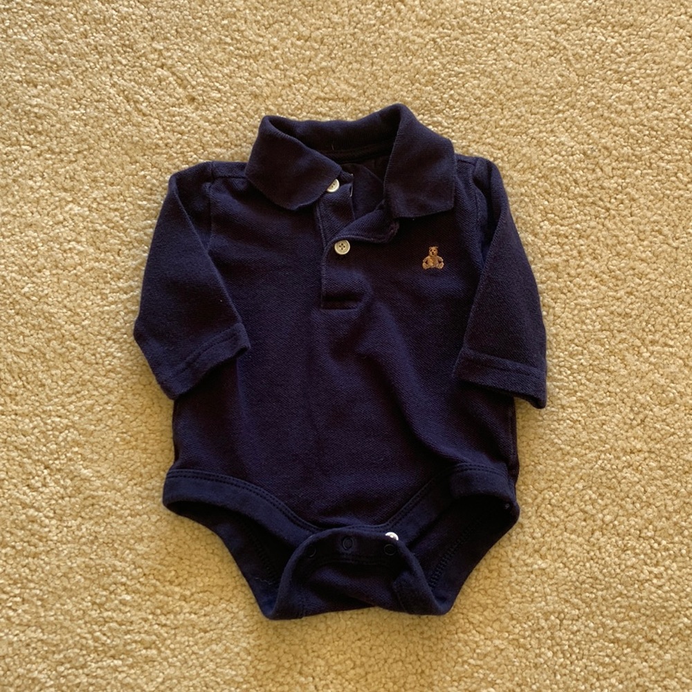 Baby Gap 0-3 month navy polo style bodysuit/onesie